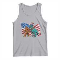 Funny Patriotic Tank Top Bigfoot Walking Dinosaur With USA Flag - Wonder Print Shop