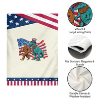 Funny Patriotic Garden Flag Bigfoot Walking Dinosaur With USA Flag