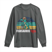Funny Dinosaur Long Sleeve Shirt Fishsaurus Rex Fishing Lover - Wonder Print Shop