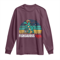 Funny Dinosaur Long Sleeve Shirt Fishsaurus Rex Fishing Lover - Wonder Print Shop