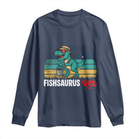 Funny Dinosaur Long Sleeve Shirt Fishsaurus Rex Fishing Lover - Wonder Print Shop