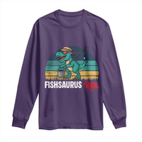 Funny Dinosaur Long Sleeve Shirt Fishsaurus Rex Fishing Lover - Wonder Print Shop
