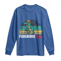 Funny Dinosaur Long Sleeve Shirt Fishsaurus Rex Fishing Lover - Wonder Print Shop