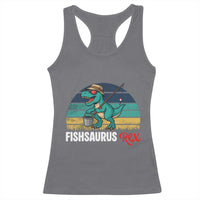 Funny Dinosaur Racerback Tank Top Fishsaurus Rex Fishing Lover - Wonder Print Shop
