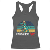 Funny Dinosaur Racerback Tank Top Fishsaurus Rex Fishing Lover - Wonder Print Shop