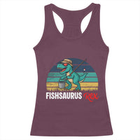 Funny Dinosaur Racerback Tank Top Fishsaurus Rex Fishing Lover - Wonder Print Shop