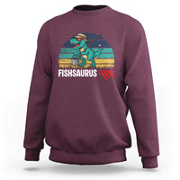 Funny Dinosaur Sweatshirt Fishsaurus Rex Fishing Lover - Wonder Print Shop