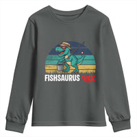 Funny Dinosaur Youth Sweatshirt Fishsaurus Rex Fishing Lover - Wonder Print Shop