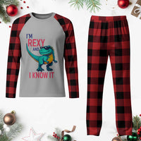 Funny Dinosaur Plaid Pajama Set I Am Rexy And I Know It - Wonder Print Shop