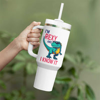 Funny Dinosaur Tumbler With Handle I Am Rexy And I Know It