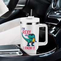 Funny Dinosaur Tumbler With Handle I Am Rexy And I Know It