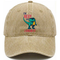 Funny Dinosaur Washed Cotton Baseball Cap I Am Rexy And I Know It
