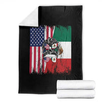 Mexican American Pride Throw Blanket Bicultural Heritage Girl Vintage Flag