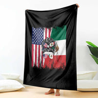 Mexican American Pride Throw Blanket Bicultural Heritage Girl Vintage Flag