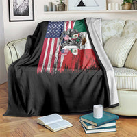 Mexican American Pride Throw Blanket Bicultural Heritage Girl Vintage Flag