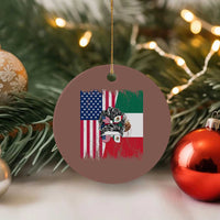 Mexican American Pride Ceramic Ornament Bicultural Heritage Girl Vintage Flag