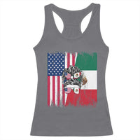 Mexican American Pride Racerback Tank Top Bicultural Heritage Girl Vintage Flag