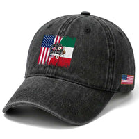 Mexican American Pride Washed Cotton Baseball Cap Bicultural Heritage Girl Vintage Flag