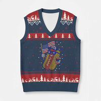 International Dot Day Hotdog V-Neck Knit Sweater Vest Red White Blue Polka Dots