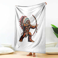 Native American Bigfoot Chief Throw Blanket Forest Warrior Pride Graphic