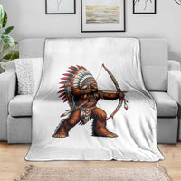 Native American Bigfoot Chief Throw Blanket Forest Warrior Pride Graphic