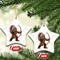 Native American Bigfoot Chief Ceramic Ornament Forest Warrior Pride Graphic