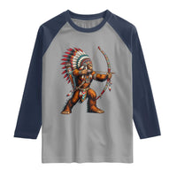 Native American Bigfoot Chief Raglan Shirt Forest Warrior Pride Graphic