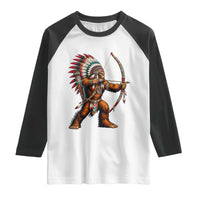 Native American Bigfoot Chief Raglan Shirt Forest Warrior Pride Graphic