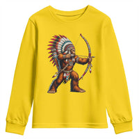 Native American Bigfoot Chief Youth Sweatshirt Forest Warrior Pride Graphic