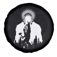 Bigfoot Native American Chief Spare Tire Cover Hunting Spear Warrior Graphic