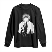 Bigfoot Native American Chief Long Sleeve Shirt Hunting Spear Warrior Graphic