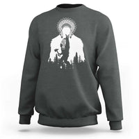 Bigfoot Native American Chief Sweatshirt Hunting Spear Warrior Graphic