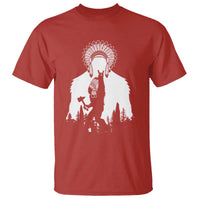 Bigfoot Native American Chief T Shirt Hunting Spear Warrior Graphic