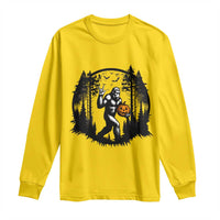 Funny Halloween Bigfoot With Jack O Lantern Long Sleeve Shirt - Wonder Print Shop