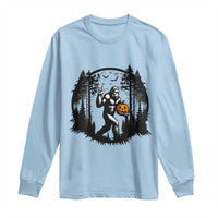 Funny Halloween Bigfoot With Jack O Lantern Long Sleeve Shirt - Wonder Print Shop