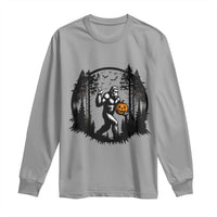 Funny Halloween Bigfoot With Jack O Lantern Long Sleeve Shirt - Wonder Print Shop
