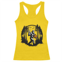 Funny Halloween Bigfoot With Jack O Lantern Racerback Tank Top - Wonder Print Shop