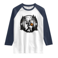 Funny Halloween Bigfoot With Jack O Lantern Raglan Shirt - Wonder Print Shop