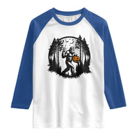 Funny Halloween Bigfoot With Jack O Lantern Raglan Shirt - Wonder Print Shop