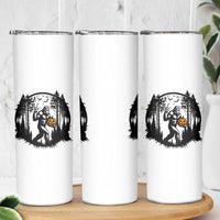 Funny Halloween Bigfoot With Jack O Lantern Skinny Tumbler