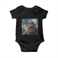 Funny Halloween Baby Onesie Bigfoot Selfie With Ghost Starry Night Art - Wonder Print Shop
