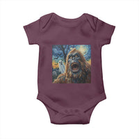 Funny Halloween Baby Onesie Bigfoot Selfie With Ghost Starry Night Art - Wonder Print Shop