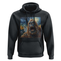 Funny Halloween Hoodie Bigfoot Selfie With Ghost Starry Night Art - Wonder Print Shop