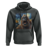 Funny Halloween Hoodie Bigfoot Selfie With Ghost Starry Night Art - Wonder Print Shop