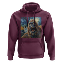 Funny Halloween Hoodie Bigfoot Selfie With Ghost Starry Night Art - Wonder Print Shop