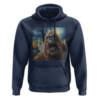 Funny Halloween Hoodie Bigfoot Selfie With Ghost Starry Night Art - Wonder Print Shop