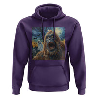Funny Halloween Hoodie Bigfoot Selfie With Ghost Starry Night Art - Wonder Print Shop