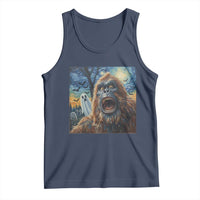Funny Halloween Tank Top Bigfoot Selfie With Ghost Starry Night Art - Wonder Print Shop