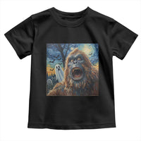 Funny Halloween Toddler T Shirt Bigfoot Selfie With Ghost Starry Night Art - Wonder Print Shop