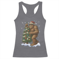 Funny Christmas Racerback Tank Top Bigfoot Decorating Xmas Tree Gift - Wonder Print Shop
